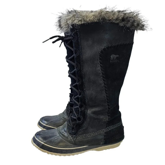 Sorel Womens Cate The Great Winter Boots Size 9  Tall Suede Leather Snow Black - Picture 1 of 12